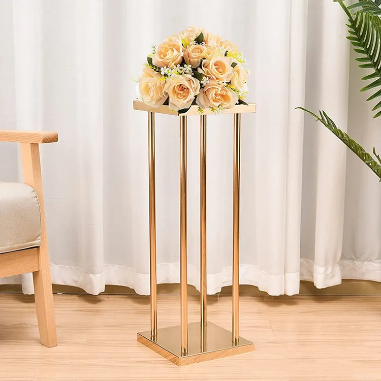 Suporte de flores de metal para casamentos, tabelas decorativas, vaso de flores de ouro alto para mesas de casamentos