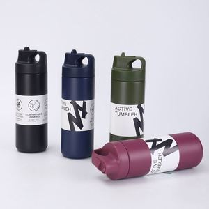 Botella de Agua Deportiva de Acero Inoxidable 304 de 550 ml con Tapa de Boquilla, Termo Deportivo Aislado al Vacío de Gran Capacidad y Portátil - Product Image 1