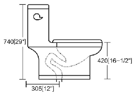 욕실 바닥 설치형 세라믹 사이펀식 S-트랩 스마트 컨트롤 듀얼 플러시 305mm 모던 일체형 변기 - Product Image 5
