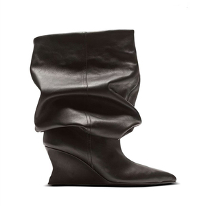 Eleganti Stivali Alti da <span class=keywords><strong>Donna</strong></span> <span class=keywords><strong>con</strong></span> <span class=keywords><strong>Zeppa</strong></span> 2025 Autunno Inverno, Scarpe Sexy a Punta per Feste e Balli, Stivali al Ginocchio <span class=keywords><strong>con</strong></span> Tacco a <span class=keywords><strong>Zeppa</strong></span>, Taglie fino al 43 - Product Image 4