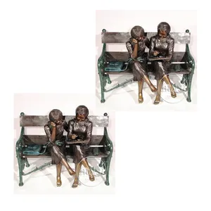 MUSI Garden Sculpture Life Size Reading Book Bronze Sitting Girl Statue Bronze Figure Sculpture Lost Wax Casting