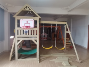 Gỗ swingset đu Bộ sân chơi ngoài trời trẻ em đường phố vườn trẻ em nhỏ trượt và đu gỗ đặt sân chơi trong gỗ - Product Image 2