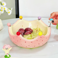 Ensemble de salon moderne pour la maison, design créatif, en céramique et porcelaine, table basse en forme de pastèque, plat et bol à fruits mignons, non toxique, émaillé