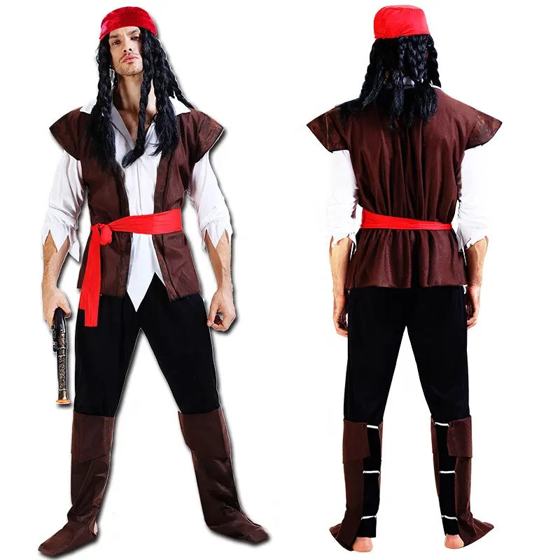 Yetişkin Cosplay erkek korsan Jack kaptan cadılar bayramı ucuz korsan kostümleri