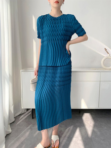 Conjunto de Falda Larga hasta el Tobillo con Pliegues Hechos a Mano para Mujer, Elegante y Juvenil, con Doble Pliegue, Novedad de Verano 2026 - Product Image 4