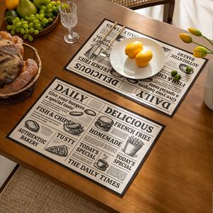 <span class=keywords><strong>La</strong></span> Gastronomie <span class=keywords><strong>Gazette</strong></span> Doux Lin Imitation Tissu Imprimé Napperons Résistant À <span class=keywords><strong>La</strong></span> Chaleur Quotidien Nourriture <span class=keywords><strong>Journal</strong></span> Motif Tapis De Table - Product Image 1