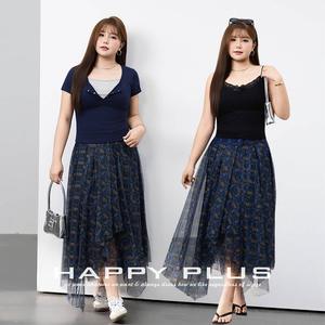 Falda Midi de Malla Irregular Runqi, Azul Neón, Talla Grande para Mujer, Chifón con Botones, Diseño de Princesa, N9233 - Product Image 4