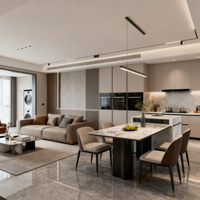 Conception architecturale de villa moderne sur mesure, plan de maison de style européen avec fenêtres panoramiques et espace de vie