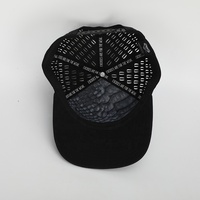 Gorra de béisbol bordada para hombre y mujer, accesorio con logotipo de goma personalizado, 5 paneles, poliéster negro, alta calidad, venta al por mayor