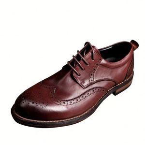 Zapatos de Hombre Personalizados con Cordones, Punta en Pico, Diseño Tallado Impermeable, Cuero de Grano Completo, para Ocasiones de Negocios, Casuales y Bodas, a la Moda - Product Image 2