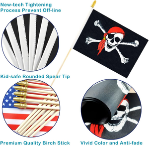 Высококачественный флаг на заказ с индивидуальным дизайном: череп и пиратская рука, на деревянной палке из прочного полиэстера - Product Image 2
