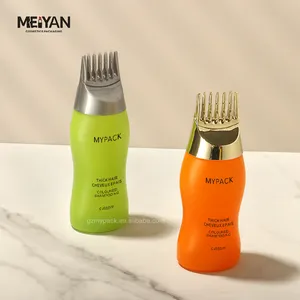 MYPACK 빈 빨강 및 녹색 실리콘 고무 플라스틱 머리 염색 샴푸 애플리케이터 병 빗 캡 150ml 200ml