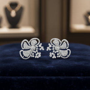 Orecchini E3538 in Oro Bianco con Diamanti Taglio Brillante Rotondo, Gioielli di Lusso da Donna per Matrimonio, Colore D Naturale, Gioielleria Fine - Product Image 2