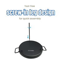 Poêle à frire avec 3 pieds amovibles pour camping en plein air, barbecue au bois, double face en fonte avec revêtement céramique, acier inoxydable noir