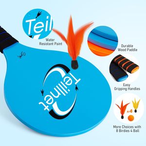 TEILLNET Juego <span class=keywords><strong>de</strong></span> Raquetas <span class=keywords><strong>de</strong></span> Playa, 4 Raquetas, Juguetes Deportivos <span class=keywords><strong>para</strong></span> Interiores y Exteriores, Unisex, Edades <span class=keywords><strong>de</strong></span> 0 a 24 Meses, Regalos <span class=keywords><strong>para</strong></span> Cestas <span class=keywords><strong>de</strong></span> Pascua - Product Image 2