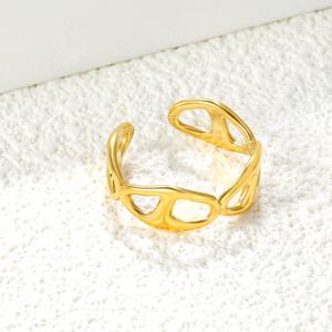 Anillo Ajustable Abierto Impermeable de Moda para Mujer, Chapado en Oro de 18K, Joyería de Acero Inoxidable, Anillos Personalizados Impermeables para Bodas - Product Image 4