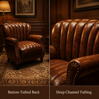 Canapé en PU personnalisable de style américain antique, fauteuil cigare, table basse de bar/cocktail de luxe léger, chaise Godfather Tiger Club