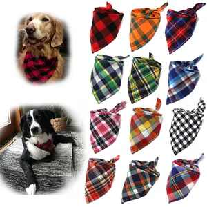 Hund Bandanas Benutzer definierte Haustier Schal Haustier Bandana Für Hund Baumwolle Plaid Washable Bow Krawatten Halsband Katze Hund Schal Groß