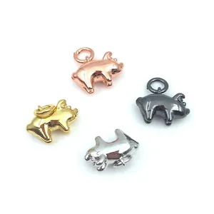 Mini pigs Charms rose gold/silver/black plated cute animal for Necklace bracelet Pendants DIY handmade Jewelry Making Findings