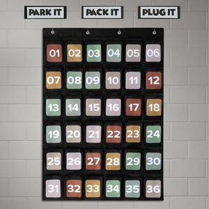 Cell Phone Holder Pocket Chart 36 <b>Numbered</b> Slots Hanging Organizer For Classroom Storage Behind <b>Doors</b> On Walls Rectangle Plastic - Product Image 4