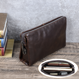 Borsa a Mano Antifurto in <span class=keywords><strong>Vera</strong></span> <span class=keywords><strong>Pelle</strong></span> a Grana Piena per <span class=keywords><strong>Uomo</strong></span>, Stile Vintage Casual Business con Serratura a Combinazione - Product Image 1