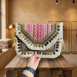 Latest Boho Bag Design for Women Open Closure <b>Sequined</b> Decoration High Selling Product Made in India Wholesale Price for Export - Product Image 2
