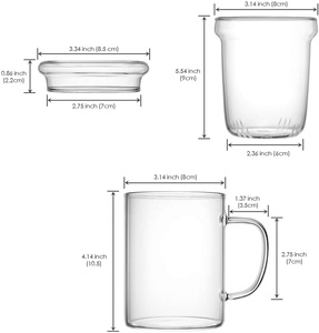 Bûcher clair bureau thé infuseur panier couvercle résistant à la chaleur tasse en verre pour le brassage feuilles mobiles fleur thé pour verres - Product Image 2