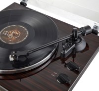 Tocadiscos de Alta Fidelidad con Cartucho AT3600L, Preamplificador Integrado, Contrapeso Ajustable, Base de Madera MDF de Alta Masa