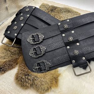Cinturón <span class=keywords><strong>de</strong></span> vikingos ancho <span class=keywords><strong>de</strong></span> cuero PU traje Medieval armadura Kit accesorio cinturón pesado Halloween en relieve pretina para adultos - Product Image 6