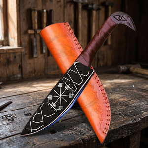 Couteau Viking Médiéval Raven à Lame en Acier à Haute Teneur en Carbone Forgé à la Main, avec Manche et Fourreau en Acier à Haute Teneur en Carbone, OEM - Vente Chaude - Product Image 3