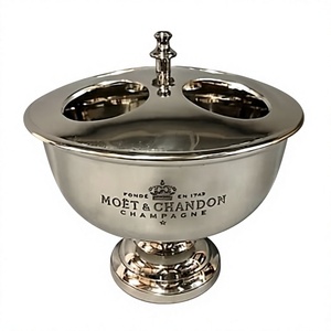 Pedestal Style Champagne Cooler Ice Bucket Bowl Silver Finish Customizable Designs Handmade Wine Chiller Bucket for <b>Bar</b> Supplies - Product Image 1