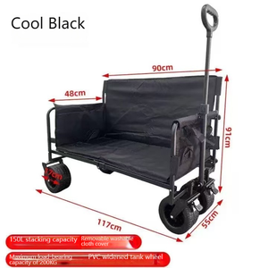 Chariot tout-terrain en alliage d'aluminium à quatre roues, capacité de charge de 330 lb, pliable, double accès pour le shopping en plein air, OEM - Product Image 1