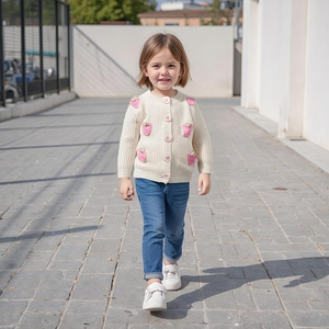 Cardigan en tricot à col rond pour garçons, broderie, vêtements pour enfants, couleur unie, coton, <span class=keywords><strong>manteau</strong></span>, manches longues, décontracté, pulls en tricot pour tout-petits - Product Image 5