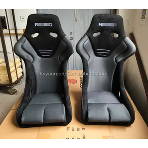 Sièges sport inclinables <span class=keywords><strong>Recaro</strong></span> en cuir PVC noir avec surpiqûres noires, sièges baquet de course en cuir carbone - Product Image 3