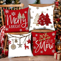 4 housses de coussin de Noël, motif classique Père Noël, bonhomme de neige, renne, pour la fête de Noël, décoration de la maison