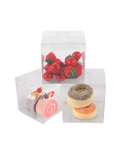 Verpackungs box aus klarem quadratischem Kunststoff aus recycelten Materialien für die Kuchen ausstellung