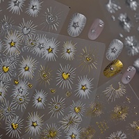 Nouvel Autocollant 5D en Relief Effet Métallique Rétro 2026 pour Décoration d'Ongles et Nail Art
