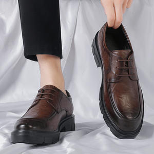 Chaussures habillées Oxford pour hommes, rehaussantes de 10 cm, à semelle épaisse, respirantes, à lacets, à motif antidérapant, pour affaires et mariages - Product Image 3