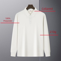 Chemises à manches longues en polyester respirant de haute qualité, décontractées, 210g, logo personnalisé, échantillon gratuit, unisexe, vente en gros
