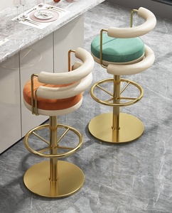 Ziye — chaise de bar vintage pivotante, tabouret de bar en métal, style nordique, de luxe, simple, moderne - Product Image 4