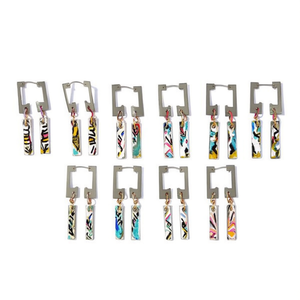 Orecchini Rettangolari Dipinti 12 Pezzi in Acciaio Inossidabile Fatti a Mano Orecchini Pendenti alla Moda - Product Image 2