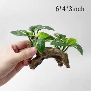 Decorações para Aquário, Ornamentos para Tanque de Peixes, Rede de Folha de Seda para Betta, Caverna de Madeira Artificial, Acessórios para Aquário de Peixes Dourados - Product Image 3