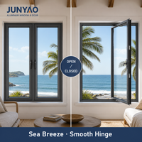 Fenêtre à double battant JUNYAO résistante aux ouragans, étanche, insonorisée, à économie d'énergie, PA66 5+20A+5, certifiée NFRC Energy Star, pour villa