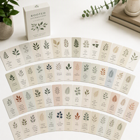 Cartes Oracle d'Affirmation Personnalisées Vert Sauge avec Dorure à Chaud, Écologiques, Coins Arrondis, Coffret Cadeau Familial, 52 Cartes Durables pour la Pleine Conscience