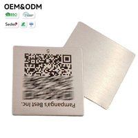 Placa de Identificación con Código QR de Acero Inoxidable Cepillado Personalizada, Código QR Impreso OEM, Número de Serie