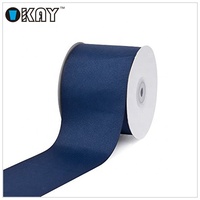 Pita Grosgrain Poliester 100% Dua Sisi 3 Inci (75mm) Hitam Ramah Lingkungan dengan Kekuatan Tarik Tinggi dalam Gulungan 100 Yard