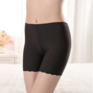 Short de sécurité femme taille haute pour l'été sans couture mince glace soie grande taille pantalon Anti-exposition motif solide tricoté tissage - Product Image 3