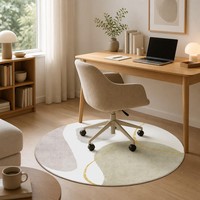 Tapis rond abstrait moderne gris vert sauge, forme organique, pour la maison, le bureau, sous le fauteuil, protection de sol