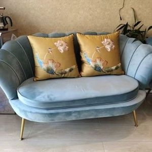 Muebles Modernos de Lujo, Color Personalizado, Sofá Nórdico para Sala de Estar, Patas Doradas, Sillón Individual de Terciopelo Rosa para Salón de Uñas, Silla de Maquillaje - Product Image 6