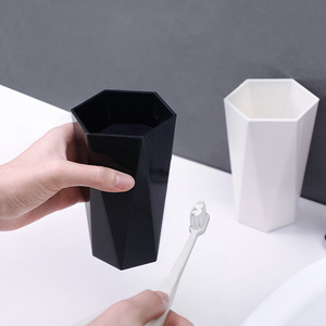 Nordic Colored Diamond Shaped Cup Plastic <b>Toothbrush</b> <b>Holder</b> For Bathroom White Black Green Gray Solid Color Single Use - Product Image 2